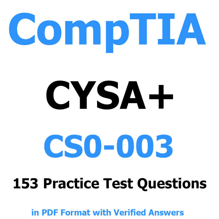 CompTIA Cybersecurity Analyst (CySA+) CS0-003 Questions And Answers ...